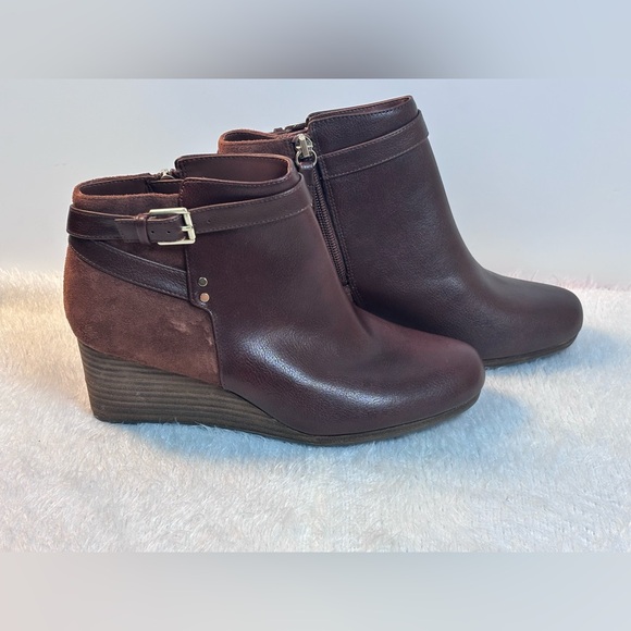 Dr. Scholl's Brown Leather Ankle Booties with Buckle - Picture 11 of 12